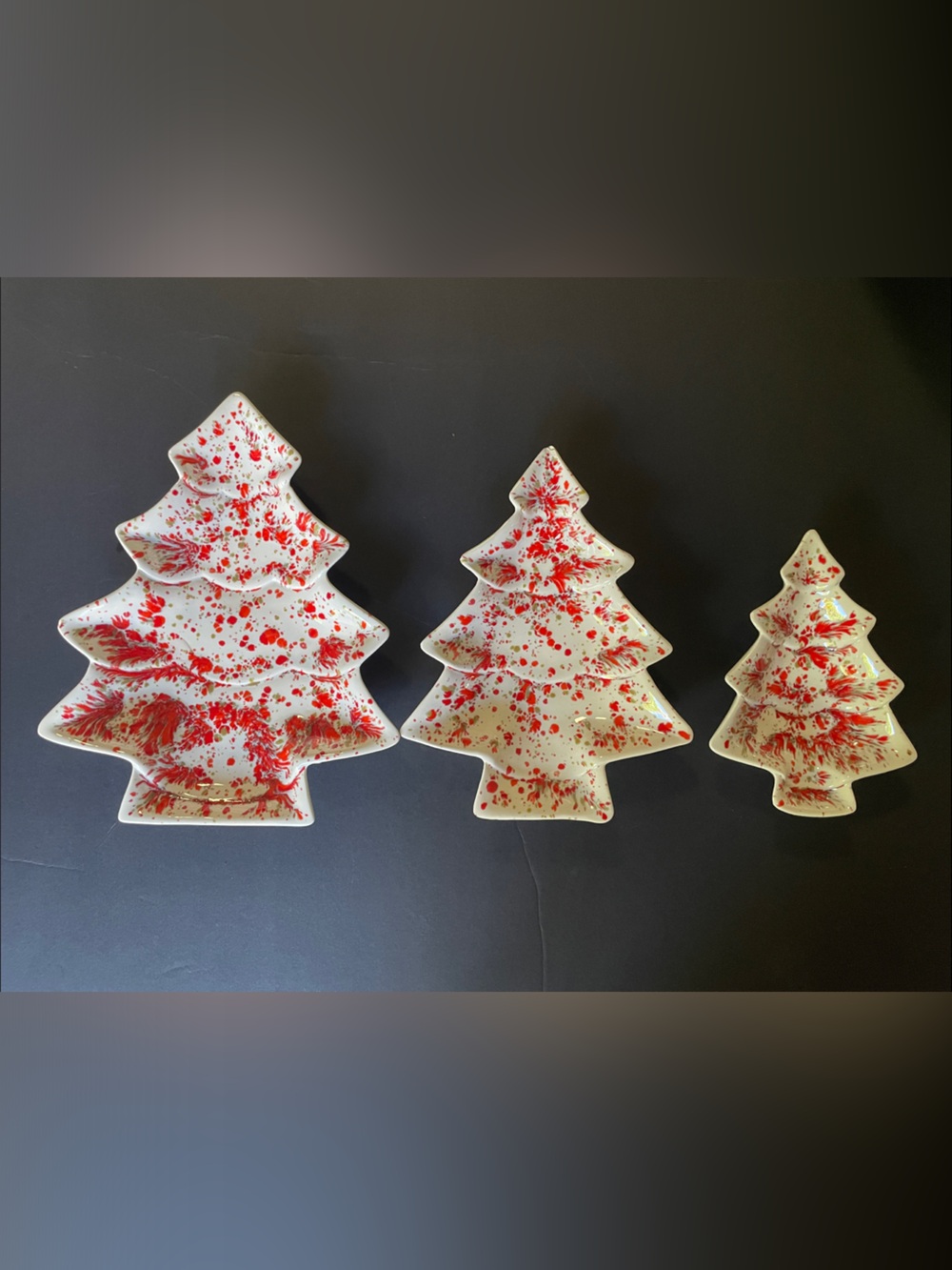 Vintage 1956- Set of 3 Speckled Christmas Trees  Candy/Nut Dishes